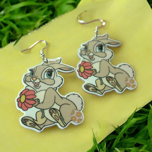 Rabbit with Flower - Novelty Earring