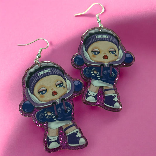 Purple Girl - Novelty Earring