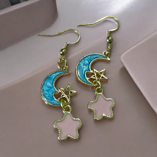 Moon Pink Star - Novelty Earring