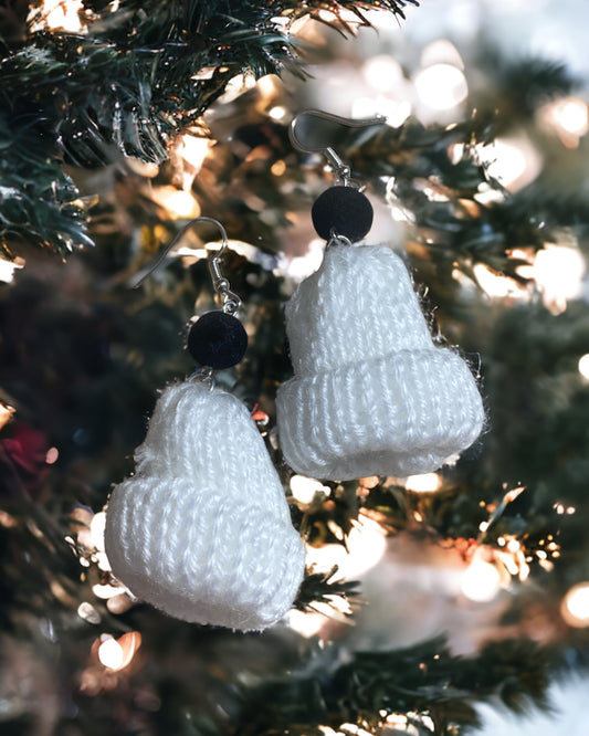 White & Black Beanie - Novelty Earring