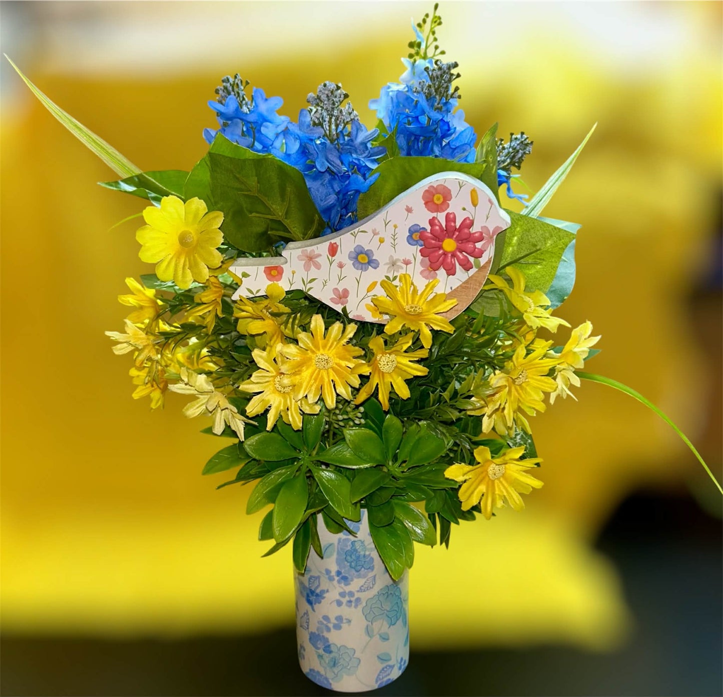 Vintage Blue Floral Vase