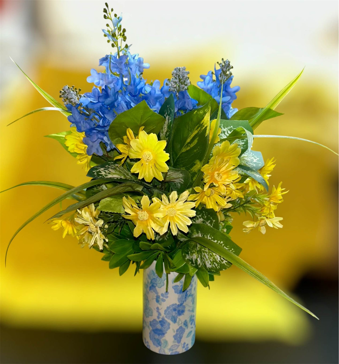Vintage Blue Floral Vase