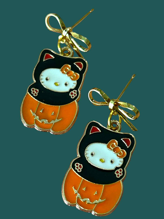HK Pumpkin Cat - Novelty Earring