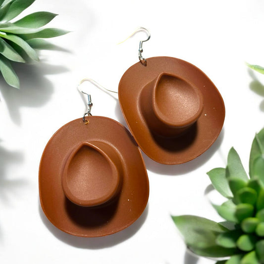 Cowboy Hat - Brown - Novelty Earring
