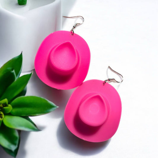 Cowboy Hat - Pink - Novelty Earring